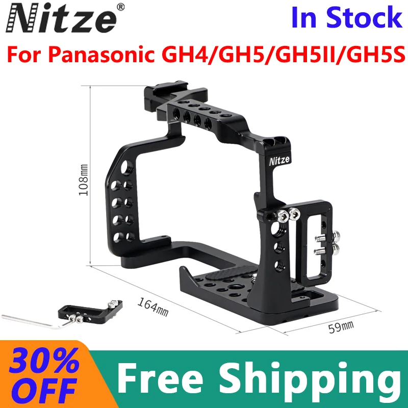 

Nitze Cage for Panasonic GH4/GH5/GH5II/GH5S With PE06 HDMI Cable Clamp,Handle,Lens Adapter Support,Baseplate and Rods