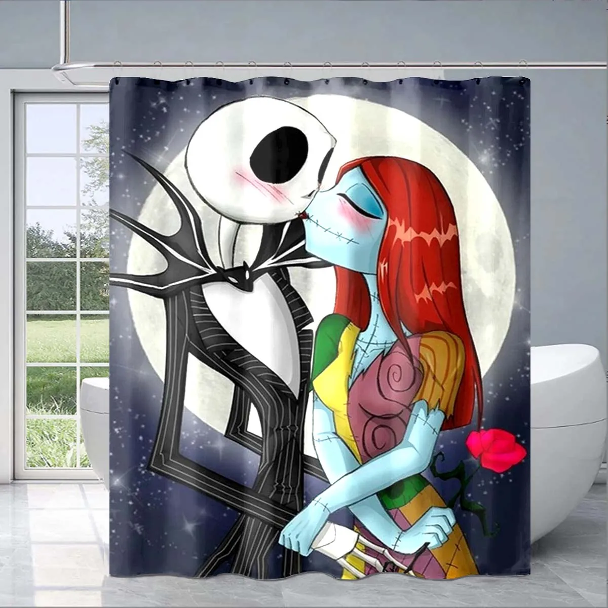 The Nightmare Before Christmas Cartoon Shower Curtain 3D Printing Waterproof Bathroom Decoration Curtain Exquisite Family Gifts