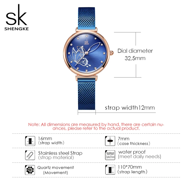 Shengke Top Luxury Quartz Wristwatch for Women Blue Stainless Steel Strap Fashion Casual Ladies Watches Best Gift Reloj de mujer