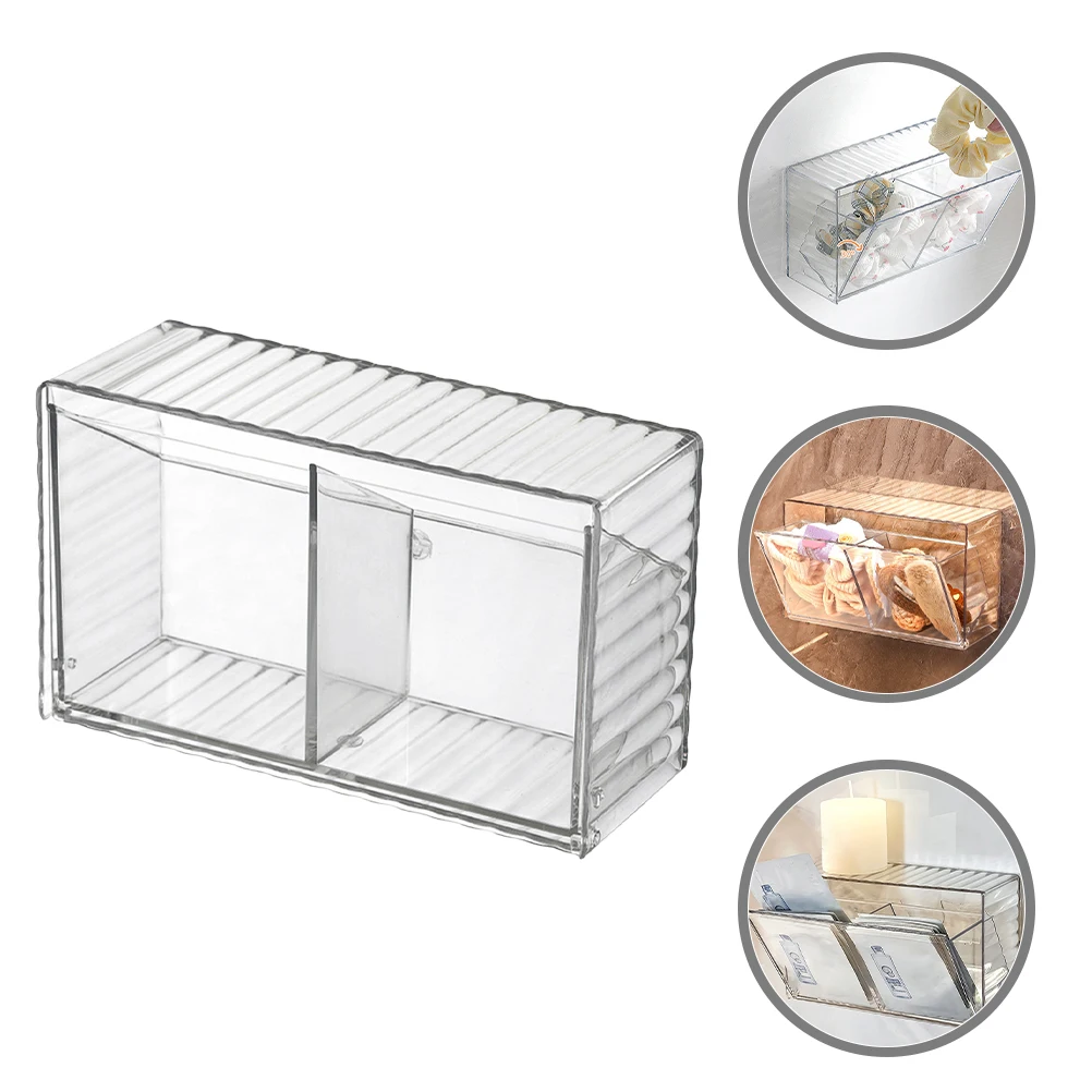 

Mounted Swab Box Clear Storage Container Bathroom Office Organizer Large Capacity Holder With Lid Cotton Ball Dispenser