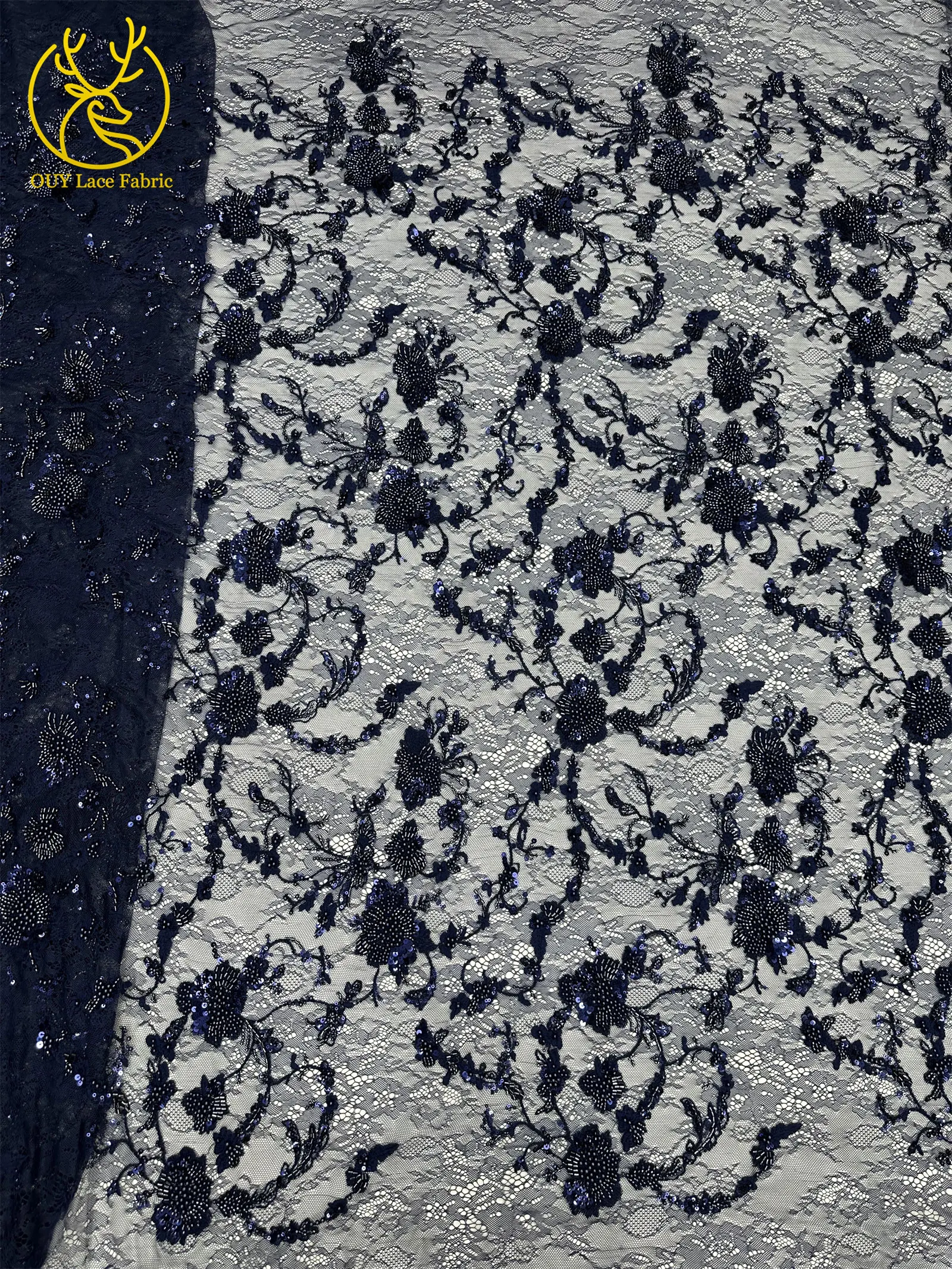 Afrikanischer Spitzenstoff, französische Kordelstickerei, Perlen, Pailletten, Tüllnetz für Damen, Hochzeit, Party, Kleid, Nähen, hohe Qualität, 5 Yards – Detail 7