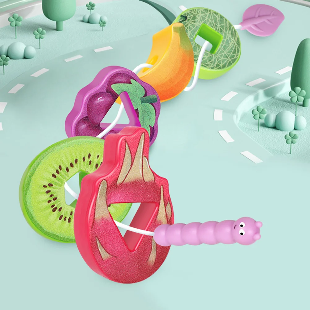 1 مجموعة 1 مجموعة خيوط الفاكهة للأطفال الصغار Abs التعليمية الخرز فرز الألوان التراص لعبة الكرتون الفواكه كتل جلد Playset #2