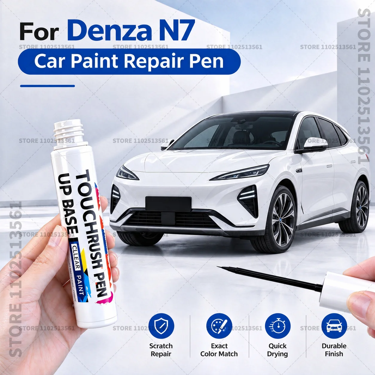 For Denza N7 White Black Blue Car Scratch Remover Paint Pen Touch Up Marker for Auto Body Repair Door Bumper Fender Accessories