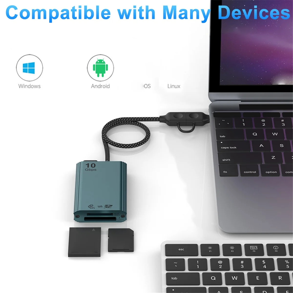 Lecteur de carte mémoire à double emplacement ATYP CFexpress Type B et SD, 10Gbps USB 3.2 Gen 2 Type B adaptateur CFexpress lecteur de carte mémoire B