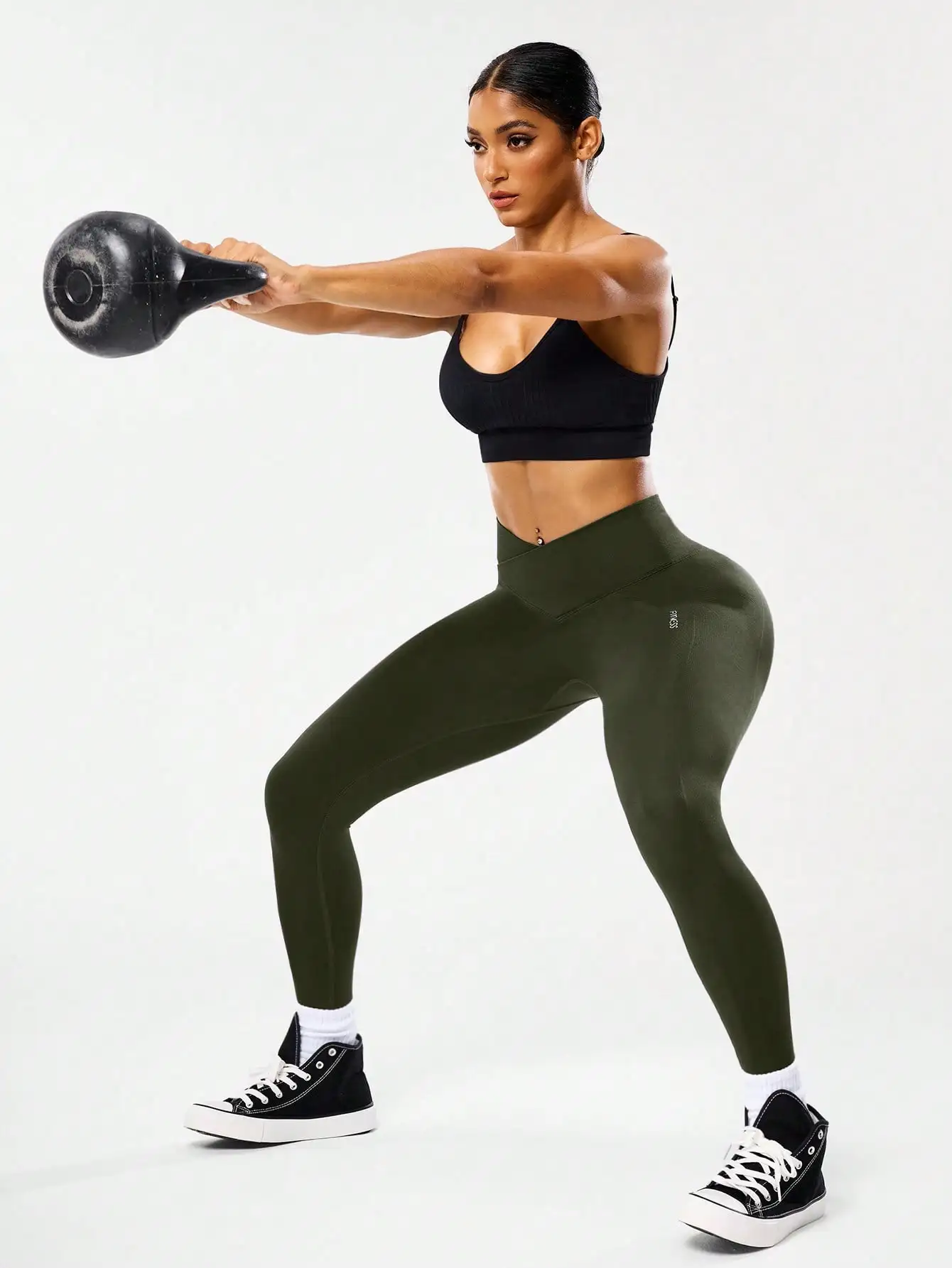 Bestseller: Damen-Leggings mit hoher Taille, Bauchkontrolle, Pfirsich-Po-Effekt, V-Rücken, atmungsaktiv, schnelltrocknend und formend für Laufen und Fitness – Detail 19
