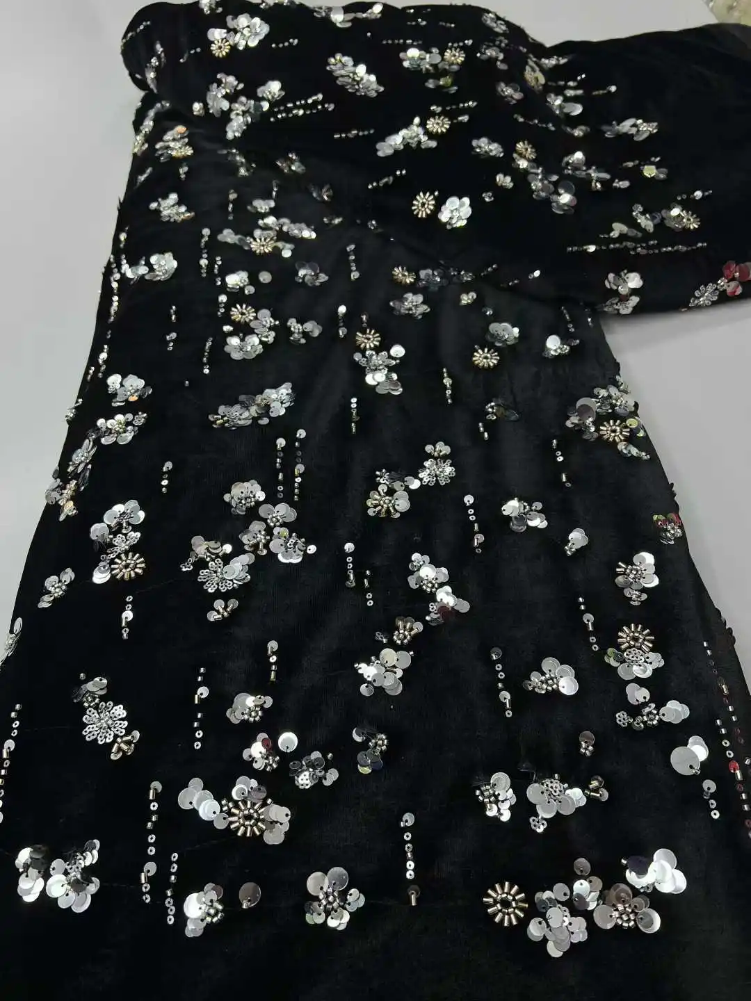 African Sequins Velvet Lace Fabric Nigerian French Mesh Net Lace Fabrics For Sewing 2025 High Quality Wedding Party Dress TP1777