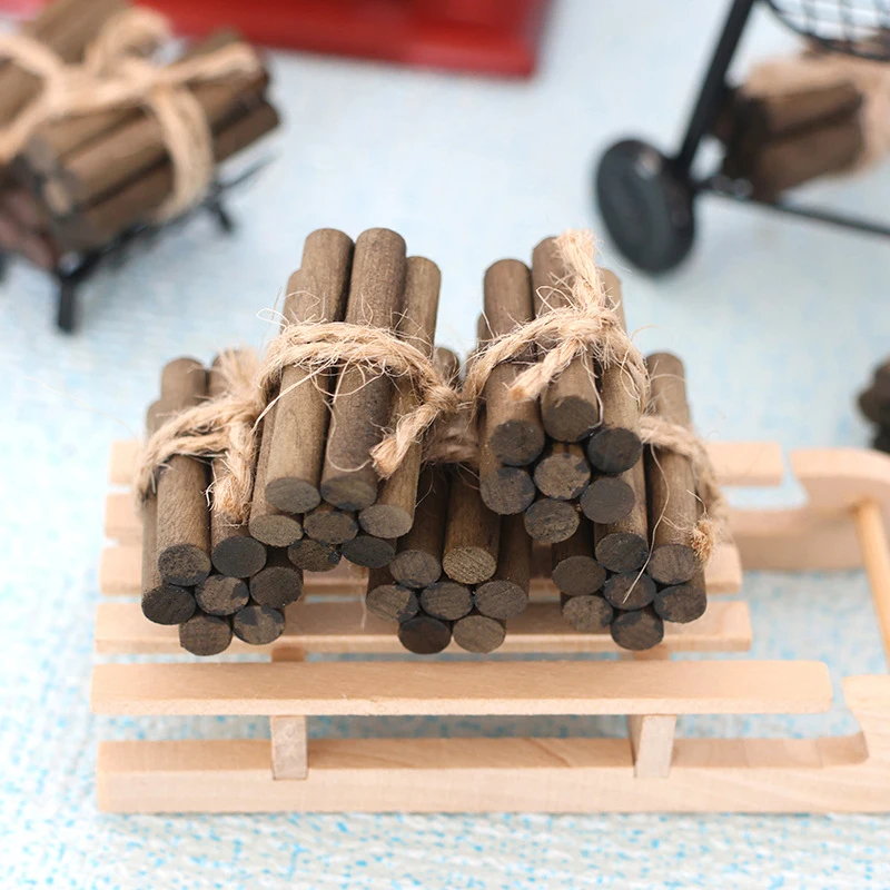 For 1:12 Furniture Garden Lawn Fireplace Miniature 1 Bundle Of Firewood Rack For Dollhouse Decoration Kitchen Accessories