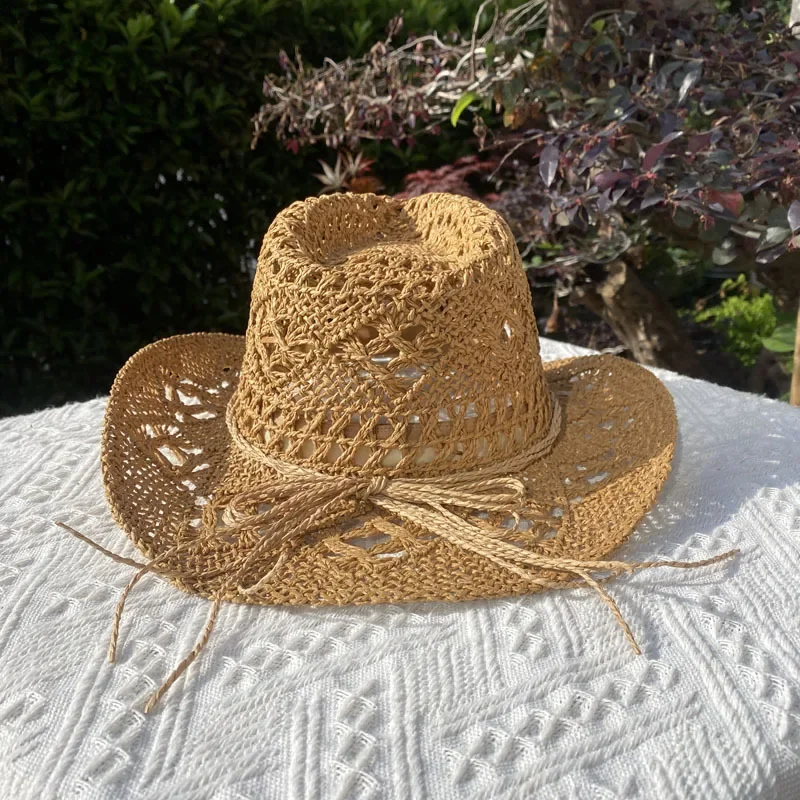 Vintage Straw Hat Women Hollowing Out Harajuku Wind Wide Brim Sun Hat Men Sun Protection Outdoor Fishing Climbing Retro Cap