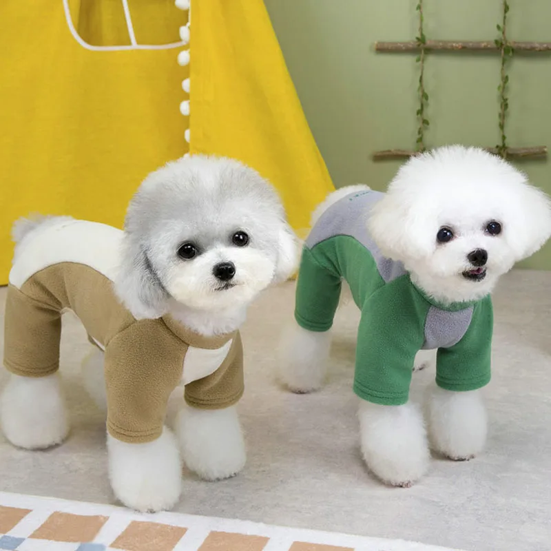 

Dog Clothes Fleece Jumpsuit Overalls For Small Medium Dogs Dachshund Chiwawa Pet All-In-One Clothing Puppy Pajamas Tracksuit XS