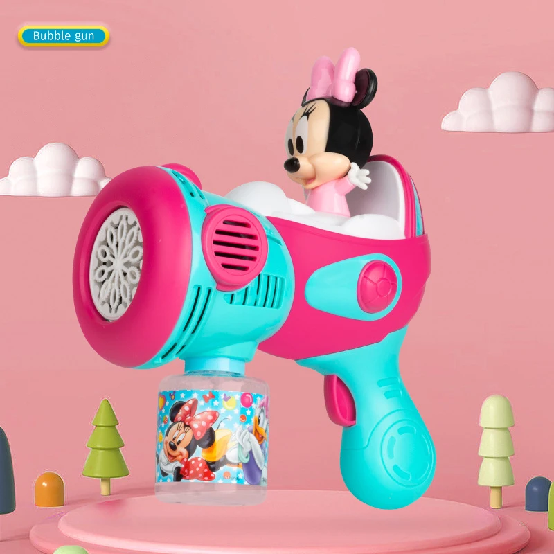 Mickey Mouse Electric Bubble Gun Kids Toy Bubbles Machine Automatic Soap Blower With Light Outdoor Games Boys And Girls Gift