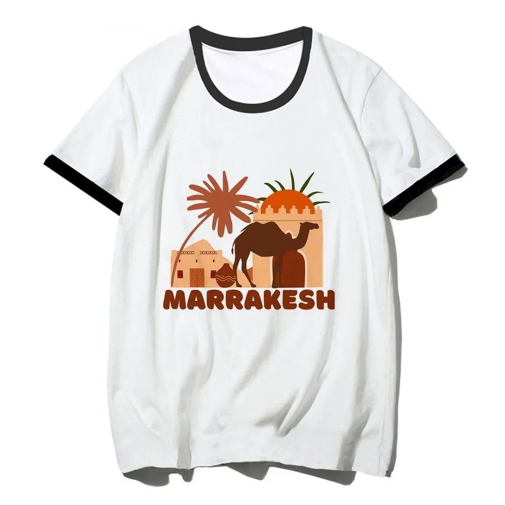Maroc shirt women Retro korean fashion anime funny y2k tshirt Psychedelic gothic anime