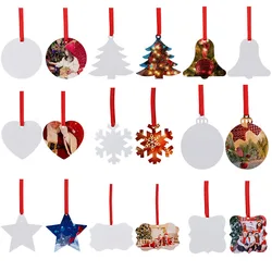 50pcs/Lot Double Sides Sublimation Blanks Metal Aluminum Christmas Ornaments For Custom Home Decoration