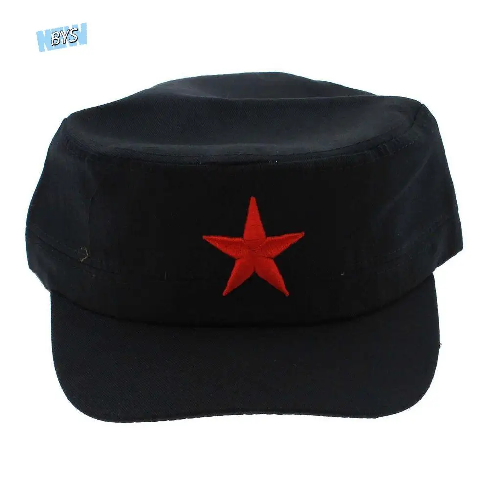 

China Retro Fabric Unisex Vintage Red Star Green Flat Army Cap Hats Patrol