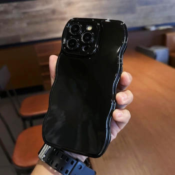 Coreano almofada de ar onda lindo vinho vermelho preto caso para iphone 16 11 12 13 14 plus 15 pro max proteção à prova de choque capa macia
