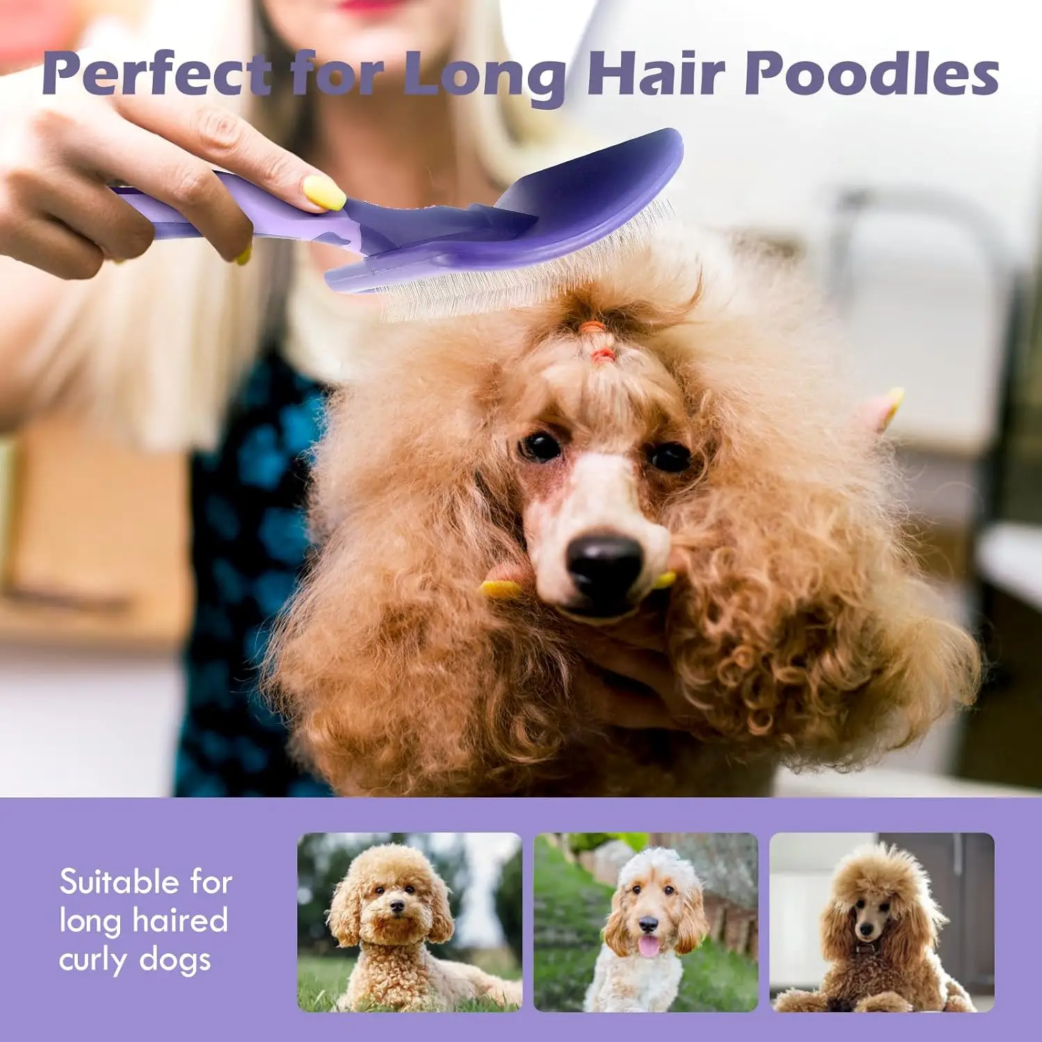 Dog Brush for Poodles Grooming Brush for Dematting Detangle Poodles German Shepherd Hair Pitbulls Yorkies Retriever Bathing view 3