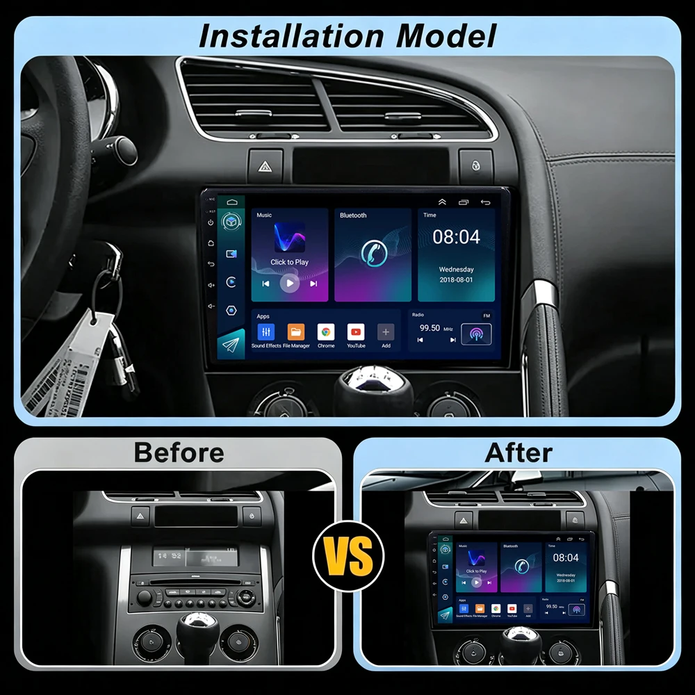 Cortex-A76 Octa-Core Android 16 For Peugeot 3008 5008 AT MT 2009 - 2016 Stereo Head Unit Multimedia Player Touch Screen Dash Cam