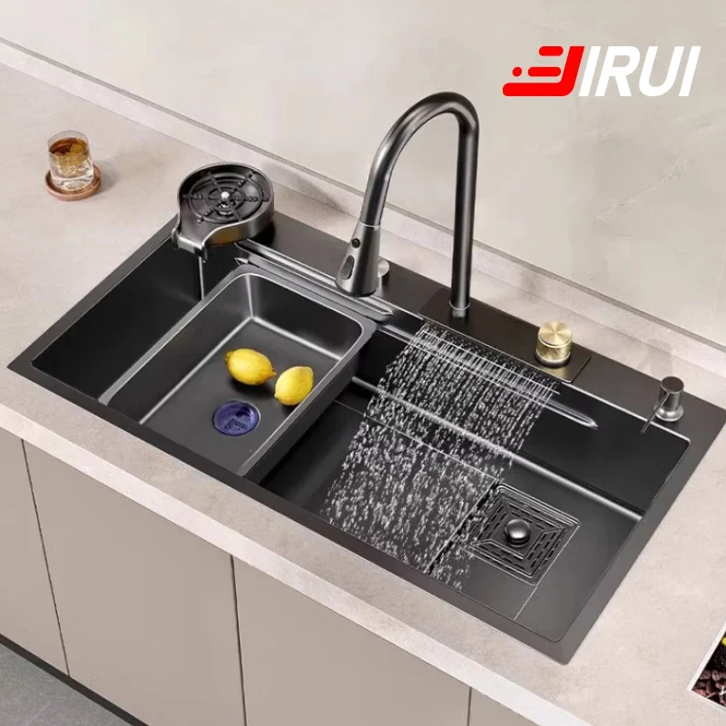 Multifunctional Waterfall Scratch Resistant Stainless Steel Large Single Sink Kitchen Sink