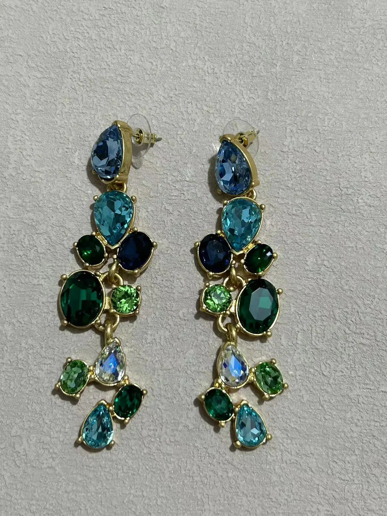 European And American Oscar Blue Crystal Earrings Multi-Color Optional Long Earrings