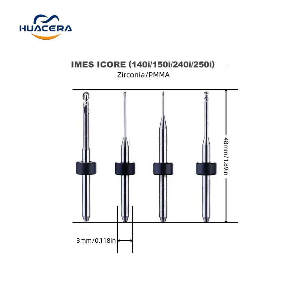Imes Icore D3 140i/150i/240i/250i  milling  bur For Cad Caｍ Zirconia PMMA Milling Cutters For Dental Lab dentistry 0.6/1.0/2.5