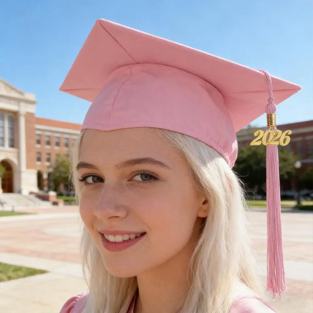 

Bachelor Cap 2026 Graduation Hat Smooth Surface Square Crown Design Graduation Hat with Golden Tassel Year Graduation Cap 2026