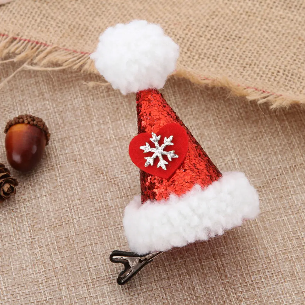 

6Pcs Christmas Hairpins Hat Barrettes Colorful Santa Design Elegant Headdress for Wedding New Year Hair Clips