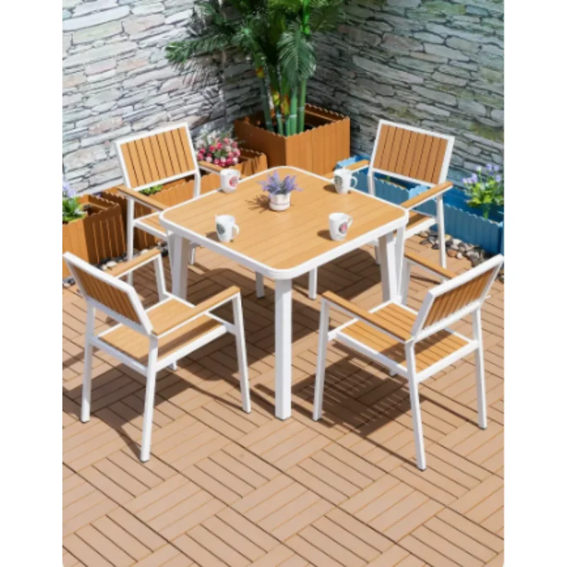 

150cm outdoor tables and chairs, courtyard bars, restaurants, waterproof wooden dining tables, outdoor balconies, leisure garden