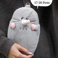 1pc Adorable Plush Mole Mouse Pencil Case Soft Flannel Felt Zippered Stationery Pouch For School And Office Supplies Storage Bag