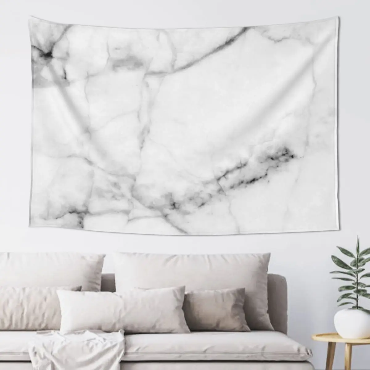 Pure White Real Marble Dark Grain All Over Tapestry Mushroom Wall Mural Aesthetics For Room Decoration Wall Tapestry