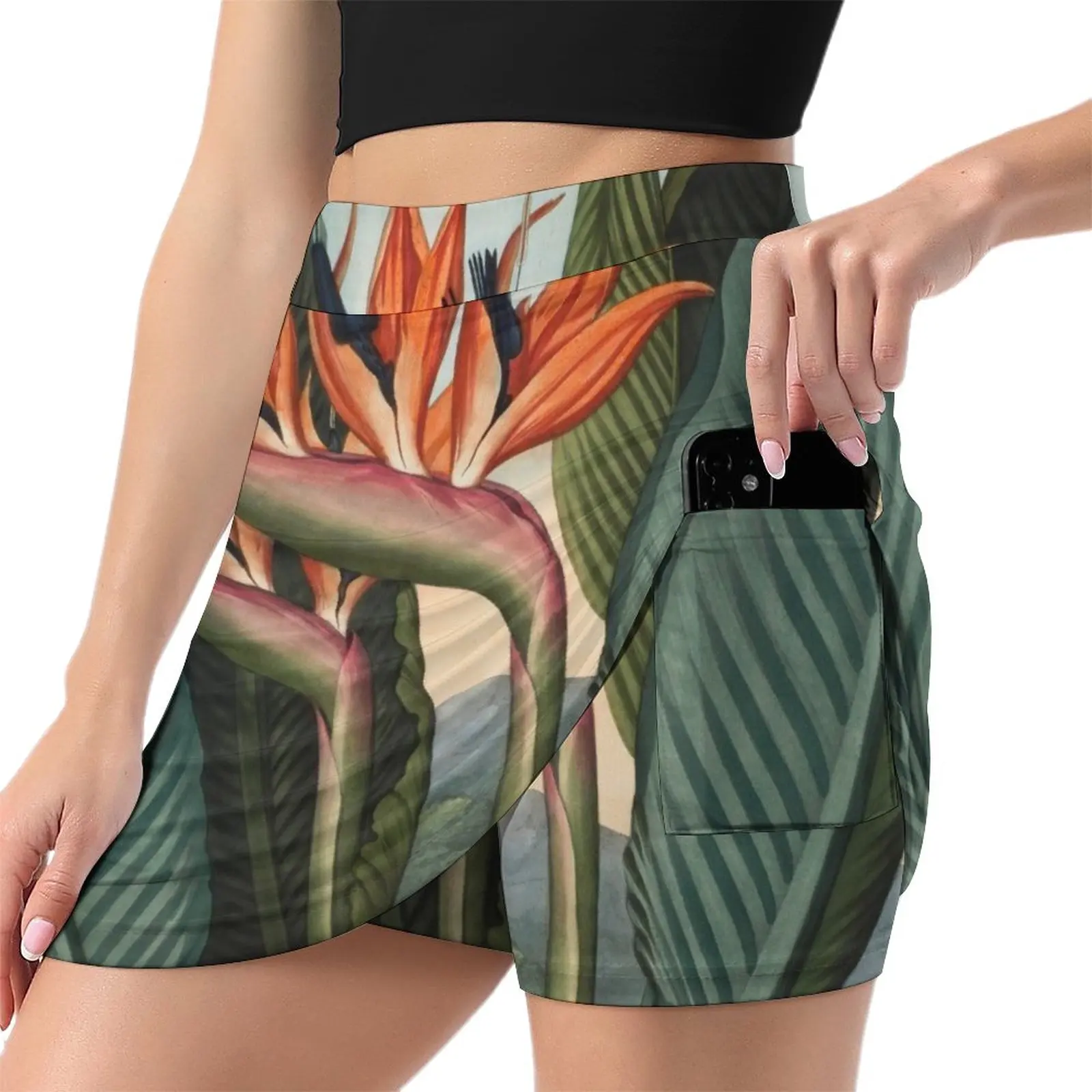 Botanical illustration: Bird of Paradise (Strelitzia) – State Library Victoria Light Proof Trouser Skirt Women clothing kpop