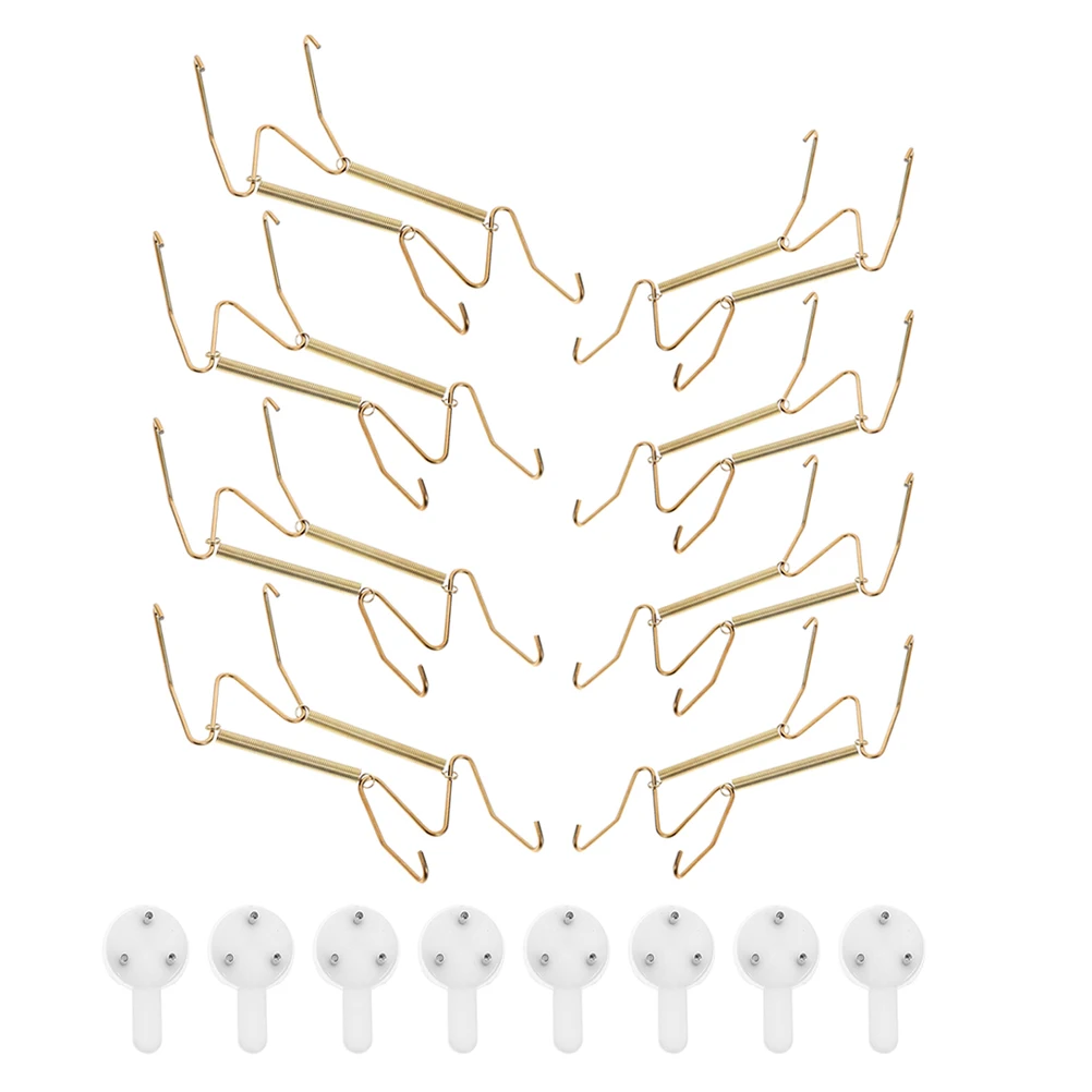

8pcs Spring Hooks Decorative Plate Stand Hangers Heavy Duty Kitchen Utensil Rack Sturdy NonDeforming LongLasting