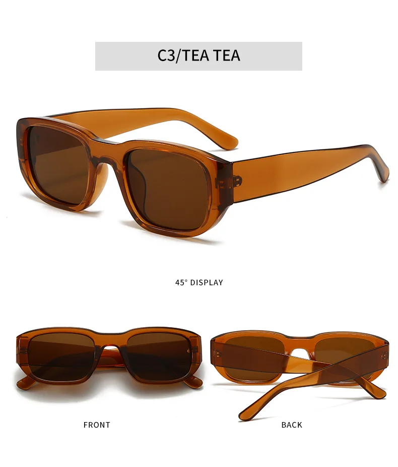 BOYSEEN Rechteckige orangefarbene Sonnenbrille Strandsonnenbrille Herren-Sonnenbrille im Hip-Hop-Stil – Detail 11