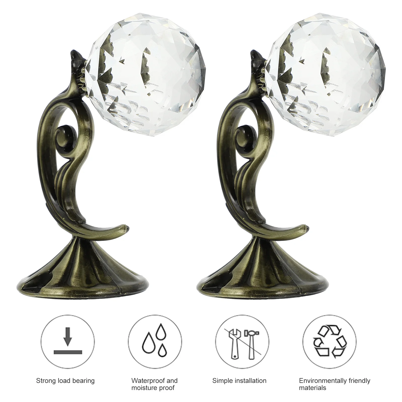 

2Pcs Aluminum Alloy Crystal Curtain Tiebacks Look Easy Install Curtain Wall Holdback Elegant Home