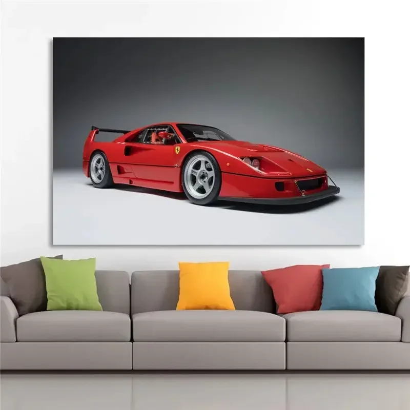 لوحات للديكور المنزلي Ferraris F40 سيارة رياضية حمراء سيارة خارقة صورة قماش الملصقات جدار يطبع غرفة المعيشة الفنية غير المؤطرة