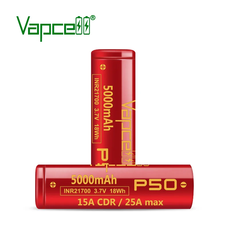 Original Vapcell P50 INR 21700 5000mah 15A/25A 3.7V Rechargeable Lithium Ion Battery Similar As 50G Beat LG M50 For BoxMod