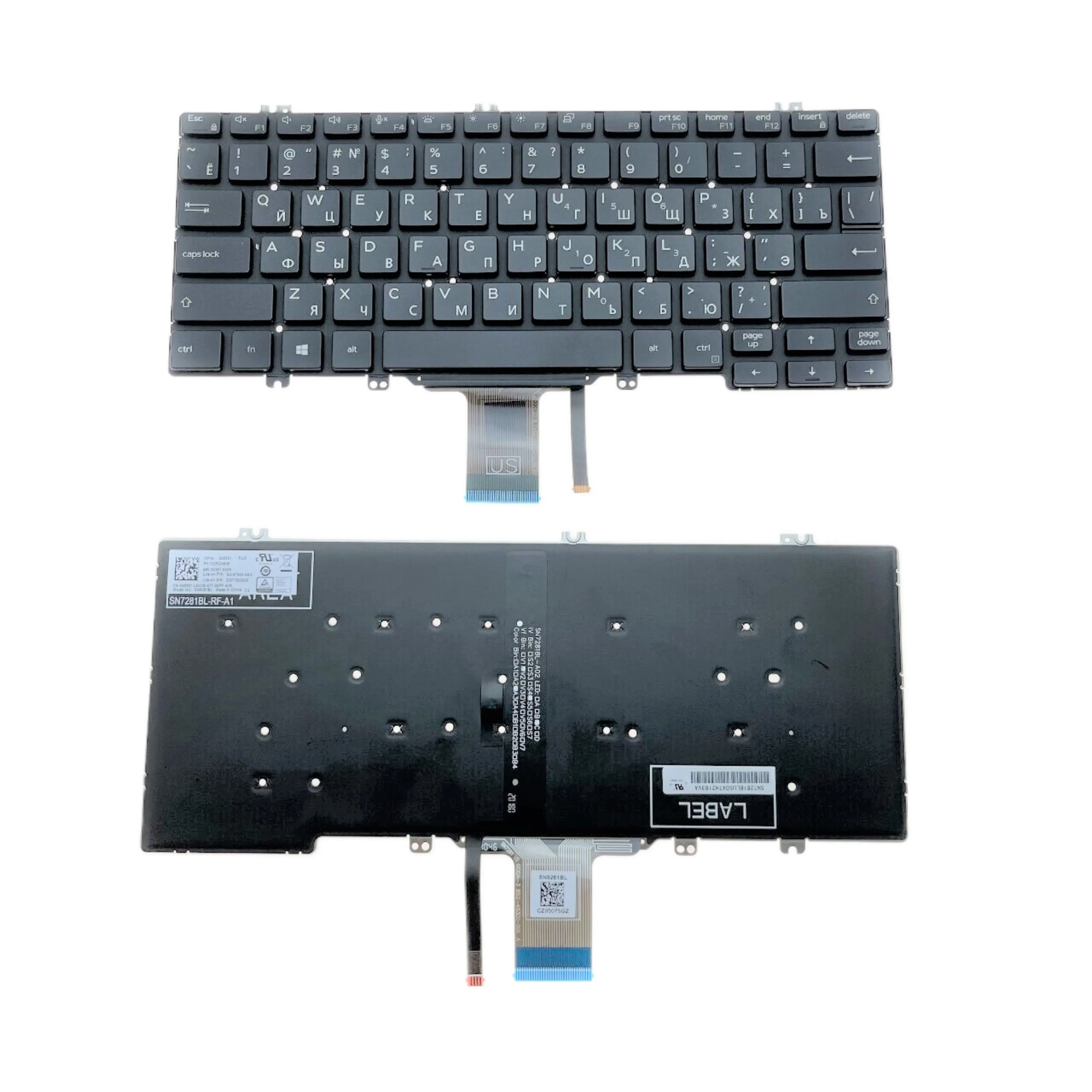 New Russian Laptop Backlit Keyboard For Dell Latitude 5310 5310 2in1 5300 2 in 1 5300 7300 Notebook PC Replacement 0483X1