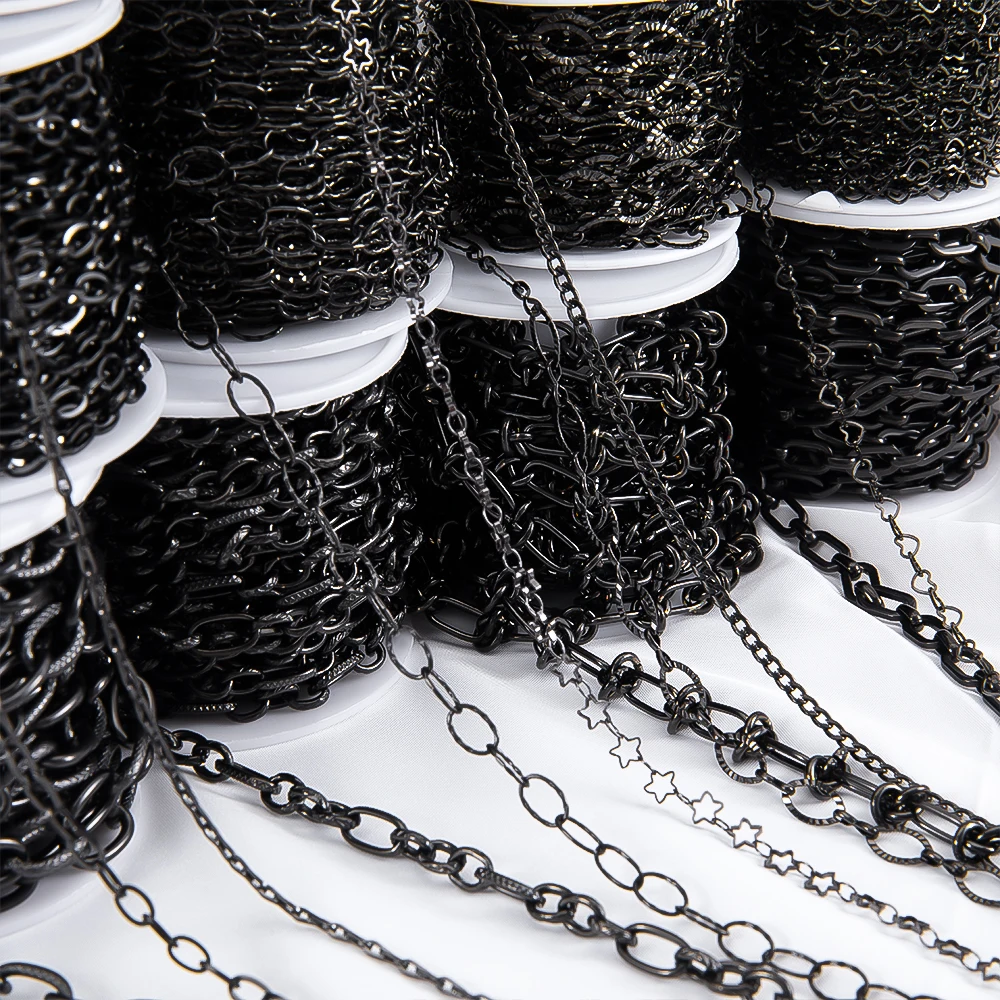 2meter 1meter Black Plated Chain for Men Punk Jewelry Making Necklace Stainless Steel Trend Link Chain Chunky Chain DIY Bracelet