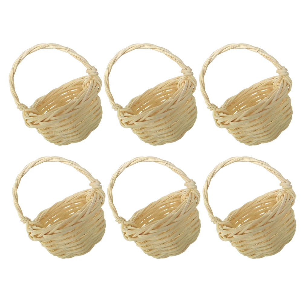 

6Pcs Mini Woven Baskets Rustic Pastoral Design Small Basket for Flower Arrangement Table Centerpiece Decor Home Wedding Party