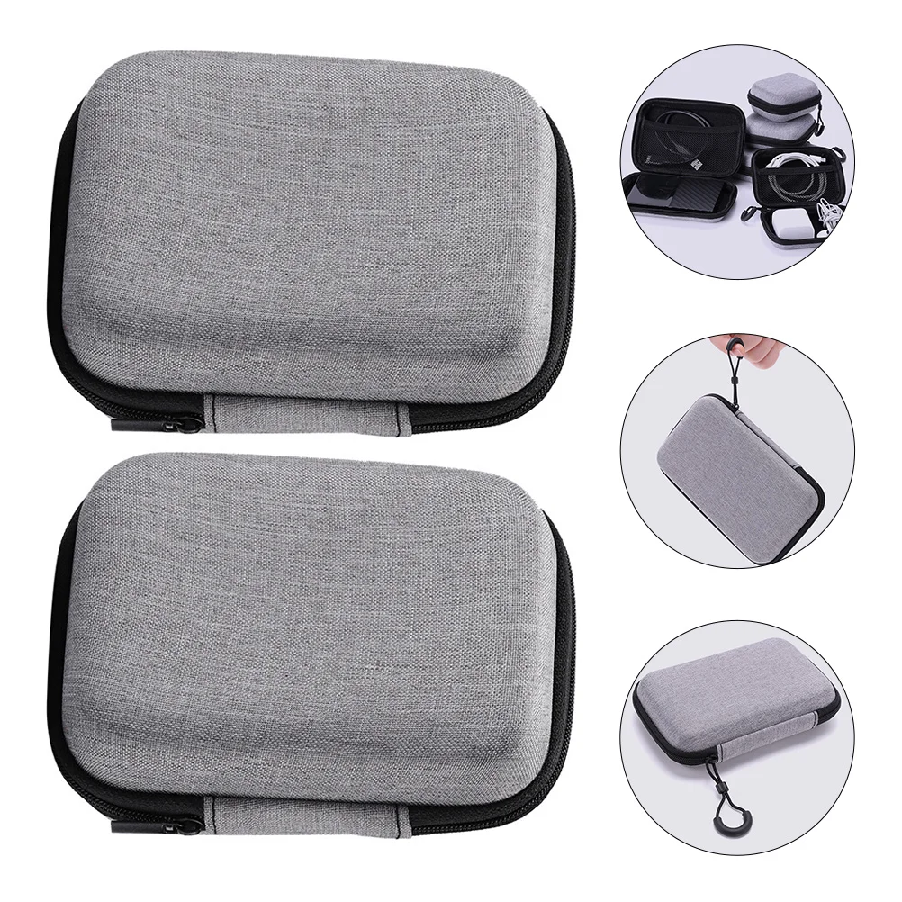 2 Pcs Multifunctional Storage Bag Case Portable Cable Organizer Microphone Grey Tablet Electronic Product Travel