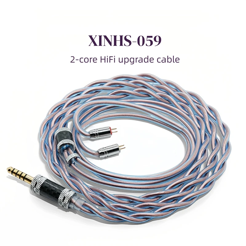XINHS 2-Core Twisted Single Crystal Copper Gold-Plated Braided Headphone Upgrade Cable Suitable for SENNHEISER KZ ZSN
