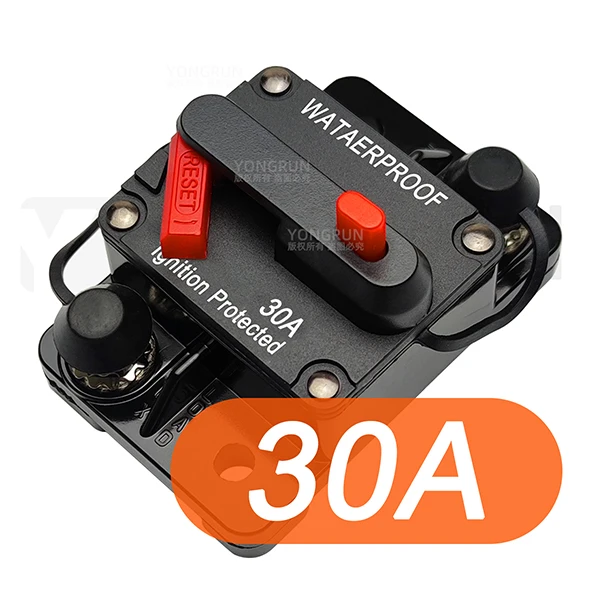 Stroomonderbreker 20A tot 300A Handmatige reset voor autoradiosysteem Waterdichte scheepsstroomonderbreker Resetzekering 12V-48V DC 40A 60A