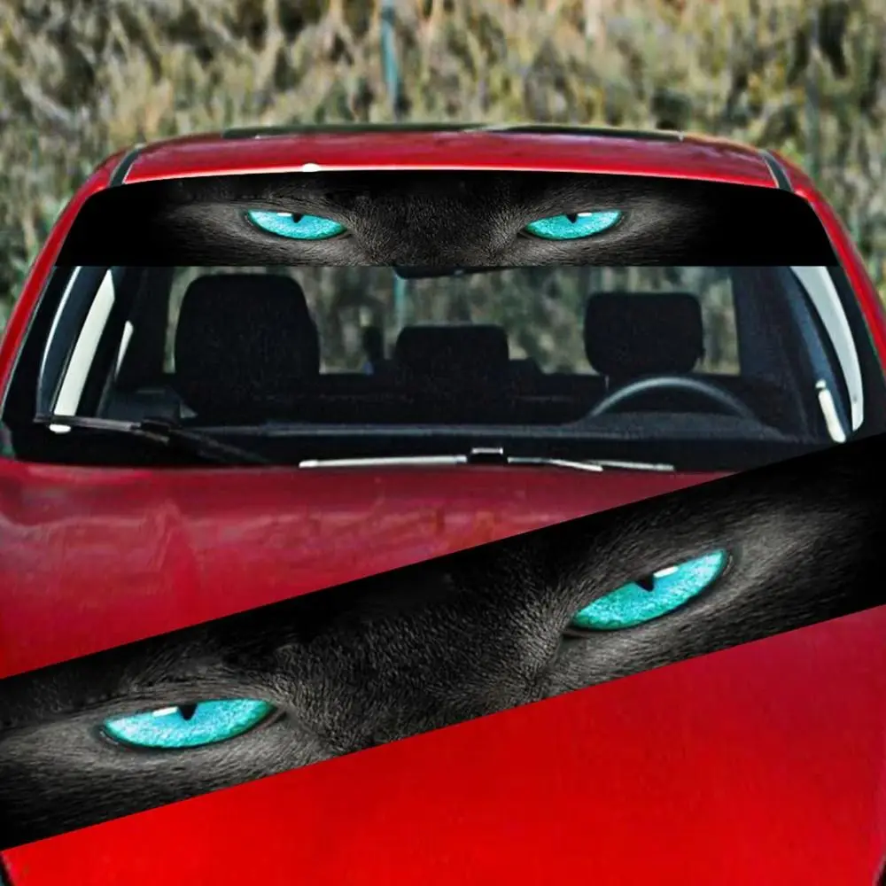 3D Stereo Car Front Windshield Stickers Ghost Pattern Wild Beast Design 3D Effect Stickers Wolf Eyes Pattern Personalized