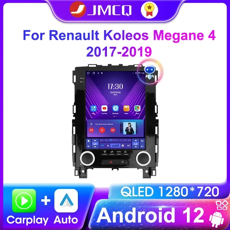 JMCQ 2 Din Android 12 For Renault Koleos Megane 4 Samsung SM6 Talisman 2017-2019 Car Radio Multimedia Video Player Tesla Style