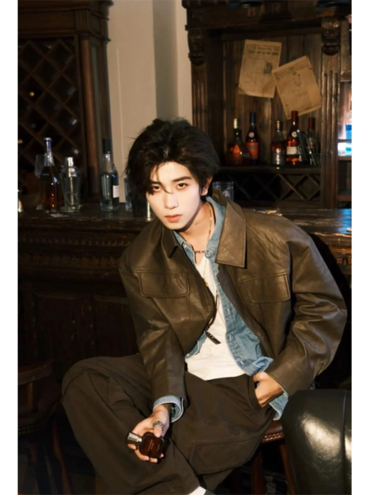 

Browan Leather Jaet Men's Spring Autumn Sle Cleanfit Motorcycle ort Coat American Retro Faionable Youth Polyester Fiber