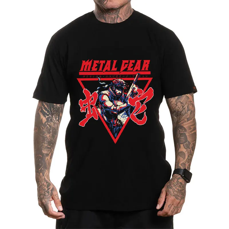 Metal Gear Solid MGS Game Gift T‑Shirt for Gamer Unisex Cotton Short Sleeve Tees Solid Snake Graphic Print Streetwear Tops
