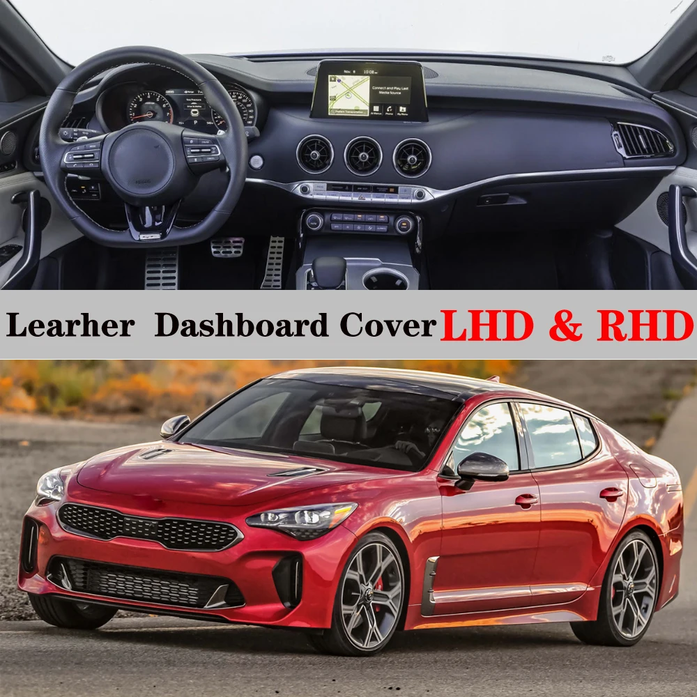PU Leather Dashmat Automobile Dashboard Cover Dash Mat Anti-UV Carpet Car Accessories For kia Stinger GT 2018 2019 2020 2021
