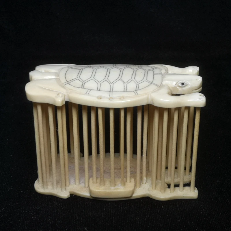 YIZHU CULTUER ART Old Chinese Hand Carving Lovely Turtle Statue Cricket Cage Decoration Gift Collection L 8 CM