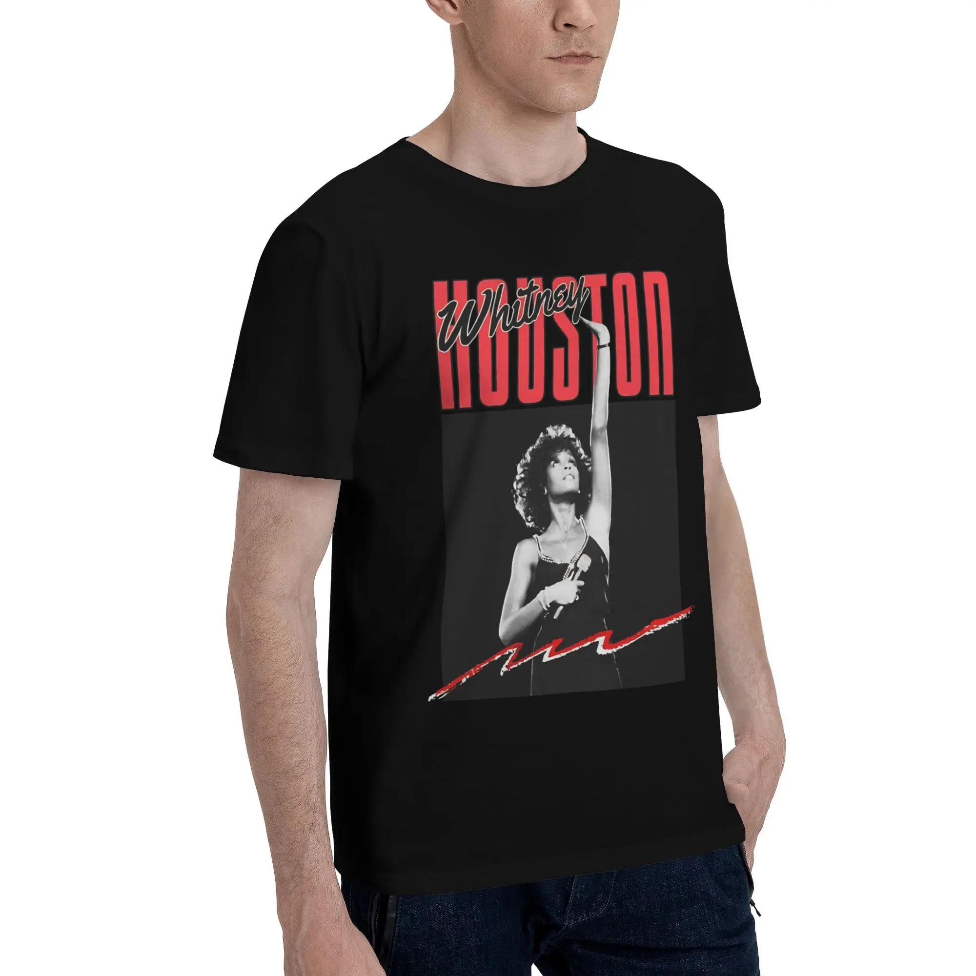 Art Funny Graphic 100% Cotton T-Shirt Whitney Houston Tops Tees For Men
