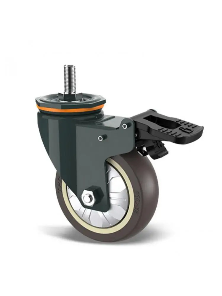 

1 Pc 3 Inch M10/M12/M14/M16/M20 Screw Universal Wheel With Brake Rubber Shaft Caster Pulley Silent Machine Single Load 110KG