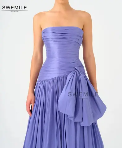 SWEMILE Dubai Lyxiga Aftonklänningar 2025 A-linje Axelbandslös Med Rosett Golvlång Ärmlös Balklänning Dam Festklänningar 8 best sales recensioner av aftonklänningar för kvinnor - №3