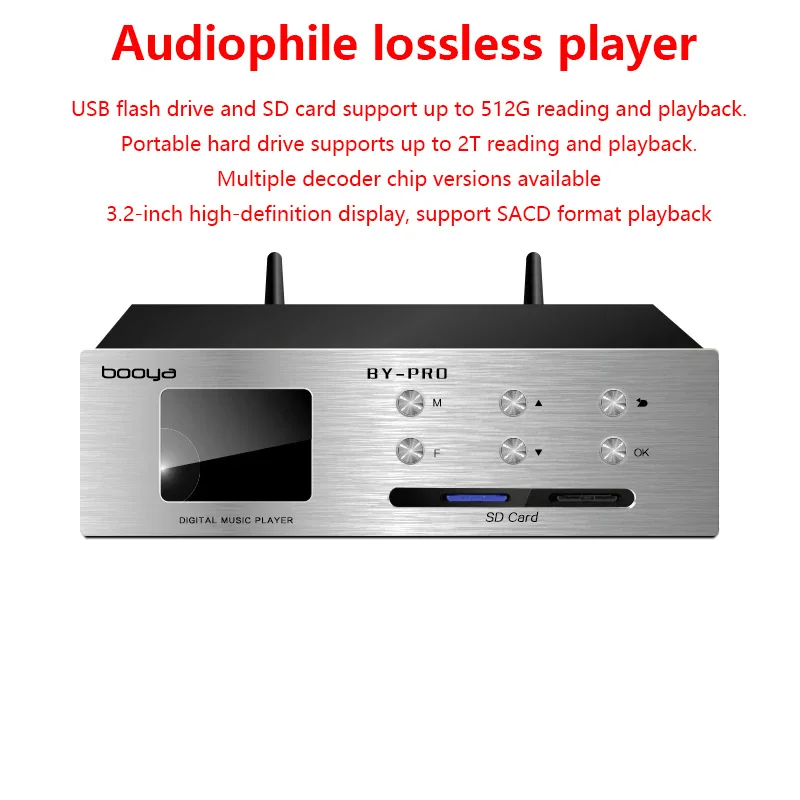 Professional HIFI Digital Audio Player ES9038PRO DAC DSD256 Decode Output Music Turntable Wireless Bluetooth IIS Digital Output